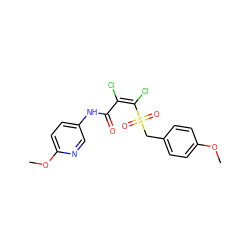 COc1ccc(CS(=O)(=O)/C(Cl)=C(/Cl)C(=O)Nc2ccc(OC)nc2)cc1 ZINC000006181882