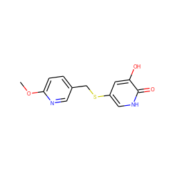 COc1ccc(CSc2c[nH]c(=O)c(O)c2)cn1 ZINC000206398020