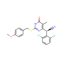 COc1ccc(CSc2nc([C@@H](C#N)c3c(Cl)cccc3Cl)c(C)c(=O)[nH]2)cc1 ZINC000103299876