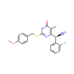 COc1ccc(CSc2nc([C@@H](C#N)c3ccccc3Cl)c(C)c(=O)[nH]2)cc1 ZINC000103299815