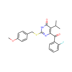 COc1ccc(CSc2nc(C(=O)c3ccccc3F)c(C(C)C)c(=O)[nH]2)cc1 ZINC000096939934