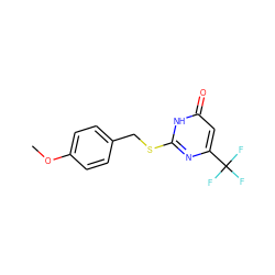 COc1ccc(CSc2nc(C(F)(F)F)cc(=O)[nH]2)cc1 ZINC000028378423