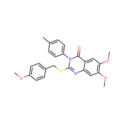 COc1ccc(CSc2nc3cc(OC)c(OC)cc3c(=O)n2-c2ccc(C)cc2)cc1 ZINC001772581423