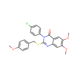 COc1ccc(CSc2nc3cc(OC)c(OC)cc3c(=O)n2-c2ccc(Cl)cc2)cc1 ZINC001772653347