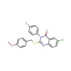 COc1ccc(CSc2nc3ccc(Cl)cc3c(=O)n2-c2ccc(Cl)cc2)cc1 ZINC001772632535