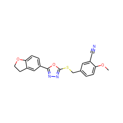 COc1ccc(CSc2nnc(-c3ccc4c(c3)CCO4)o2)cc1C#N ZINC000040394369