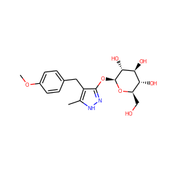 COc1ccc(Cc2c(O[C@@H]3O[C@H](CO)[C@@H](O)[C@H](O)[C@H]3O)n[nH]c2C)cc1 ZINC000033986783