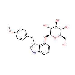 COc1ccc(Cc2c[nH]c3cccc(O[C@@H]4O[C@H](CO)[C@@H](O)[C@H](O)[C@H]4O)c23)cc1 ZINC000036160335