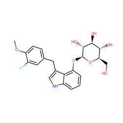 COc1ccc(Cc2c[nH]c3cccc(O[C@@H]4O[C@H](CO)[C@@H](O)[C@H](O)[C@H]4O)c23)cc1F ZINC000028572489