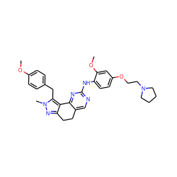 COc1ccc(Cc2c3c(nn2C)CCc2cnc(Nc4ccc(OCCN5CCCC5)cc4OC)nc2-3)cc1 ZINC000169702178