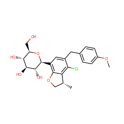 COc1ccc(Cc2cc([C@@H]3O[C@H](CO)[C@@H](O)[C@H](O)[C@H]3O)c3c(c2Cl)[C@H](C)CO3)cc1 ZINC000206071194