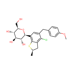COc1ccc(Cc2cc([C@@H]3O[C@H](CO)[C@@H](O)[C@H](O)[C@H]3O)c3c(c2Cl)C[C@@H](C)S3)cc1 ZINC000206071048
