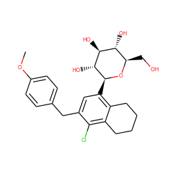 COc1ccc(Cc2cc([C@@H]3O[C@H](CO)[C@@H](O)[C@H](O)[C@H]3O)c3c(c2Cl)CCCC3)cc1 ZINC000224231411