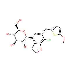 COc1ccc(Cc2cc([C@@H]3O[C@H](CO)[C@@H](O)[C@H](O)[C@H]3O)c3c(c2Cl)OCC3)s1 ZINC000206067165