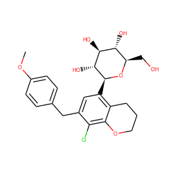 COc1ccc(Cc2cc([C@@H]3O[C@H](CO)[C@@H](O)[C@H](O)[C@H]3O)c3c(c2Cl)OCCC3)cc1 ZINC000206068629