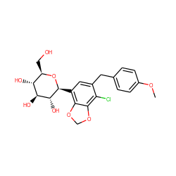 COc1ccc(Cc2cc([C@@H]3O[C@H](CO)[C@@H](O)[C@H](O)[C@H]3O)c3c(c2Cl)OCO3)cc1 ZINC000206120843