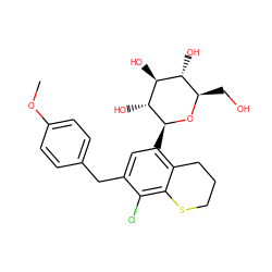 COc1ccc(Cc2cc([C@@H]3O[C@H](CO)[C@@H](O)[C@H](O)[C@H]3O)c3c(c2Cl)SCCC3)cc1 ZINC000206069640