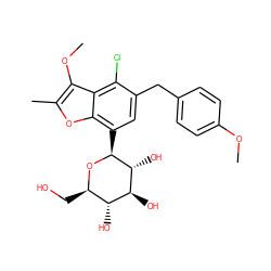 COc1ccc(Cc2cc([C@@H]3O[C@H](CO)[C@@H](O)[C@H](O)[C@H]3O)c3oc(C)c(OC)c3c2Cl)cc1 ZINC000142264741