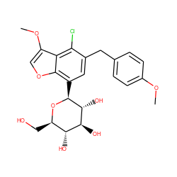 COc1ccc(Cc2cc([C@@H]3O[C@H](CO)[C@@H](O)[C@H](O)[C@H]3O)c3occ(OC)c3c2Cl)cc1 ZINC000221462456