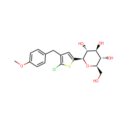 COc1ccc(Cc2cc([C@@H]3O[C@H](CO)[C@@H](O)[C@H](O)[C@H]3O)sc2Cl)cc1 ZINC000072120056