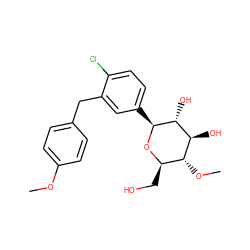 COc1ccc(Cc2cc([C@@H]3O[C@H](CO)[C@@H](OC)[C@H](O)[C@H]3O)ccc2Cl)cc1 ZINC000038279961