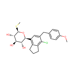 COc1ccc(Cc2cc([C@@H]3O[C@H](SC)[C@@H](O)[C@H](O)[C@H]3O)c3c(c2Cl)CCC3)cc1 ZINC000214200268