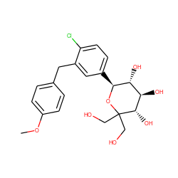 COc1ccc(Cc2cc([C@@H]3OC(CO)(CO)[C@@H](O)[C@H](O)[C@H]3O)ccc2Cl)cc1 ZINC000049070722