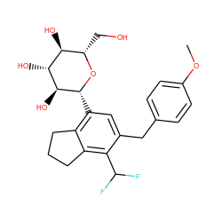 COc1ccc(Cc2cc([C@H]3O[C@@H](CO)[C@H](O)[C@@H](O)[C@@H]3O)c3c(c2C(F)F)CCC3)cc1 ZINC001772636271