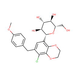 COc1ccc(Cc2cc([C@H]3O[C@@H](CO)[C@H](O)[C@@H](O)[C@@H]3O)c3c(c2Cl)OCCO3)cc1 ZINC001772577978