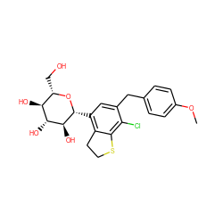 COc1ccc(Cc2cc([C@H]3O[C@@H](CO)[C@H](O)[C@@H](O)[C@@H]3O)c3c(c2Cl)SCC3)cc1 ZINC001772608664