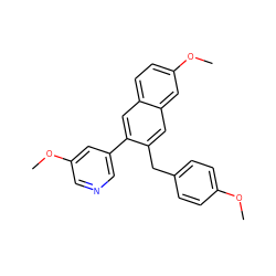 COc1ccc(Cc2cc3cc(OC)ccc3cc2-c2cncc(OC)c2)cc1 ZINC000040428722