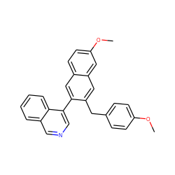 COc1ccc(Cc2cc3cc(OC)ccc3cc2-c2cncc3ccccc23)cc1 ZINC000040952957