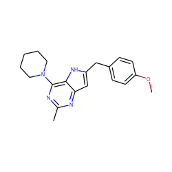 COc1ccc(Cc2cc3nc(C)nc(N4CCCCC4)c3[nH]2)cc1 ZINC000100867688