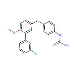 COc1ccc(Cc2ccc(NC(N)=O)cc2)cc1-c1cccc(Cl)c1 ZINC000068153148