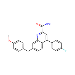 COc1ccc(Cc2ccc3c(-c4ccc(F)cc4)cc(C(N)=O)nc3c2)cc1 ZINC000205651426