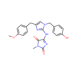 COc1ccc(Cc2cn(Cc3ccc(O)cc3)c(NC3=NC(=O)N(C)C3=O)n2)cc1 ZINC000005887941