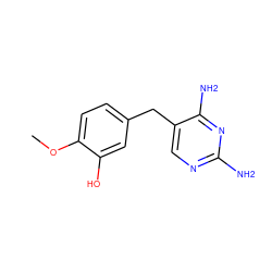 COc1ccc(Cc2cnc(N)nc2N)cc1O ZINC000013726741