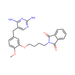 COc1ccc(Cc2cnc(N)nc2N)cc1OCCCCN1C(=O)c2ccccc2C1=O ZINC000013532488