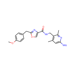 COc1ccc(Cc2nc(C(=O)NCc3c(C)cc(N)nc3C)co2)cc1 ZINC000114079461