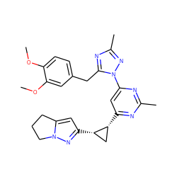 COc1ccc(Cc2nc(C)nn2-c2cc([C@@H]3C[C@@H]3c3cc4n(n3)CCC4)nc(C)n2)cc1OC ZINC000141739594