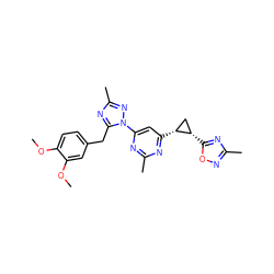 COc1ccc(Cc2nc(C)nn2-c2cc([C@@H]3C[C@@H]3c3nc(C)no3)nc(C)n2)cc1OC ZINC000143001069