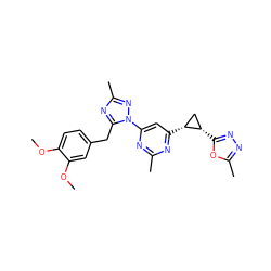 COc1ccc(Cc2nc(C)nn2-c2cc([C@@H]3C[C@@H]3c3nnc(C)o3)nc(C)n2)cc1OC ZINC000141647359