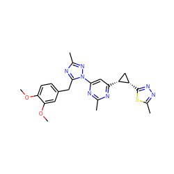 COc1ccc(Cc2nc(C)nn2-c2cc([C@@H]3C[C@@H]3c3nnc(C)s3)nc(C)n2)cc1OC ZINC000205272804