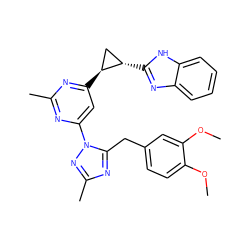 COc1ccc(Cc2nc(C)nn2-c2cc([C@H]3C[C@@H]3c3nc4ccccc4[nH]3)nc(C)n2)cc1OC ZINC000205275114