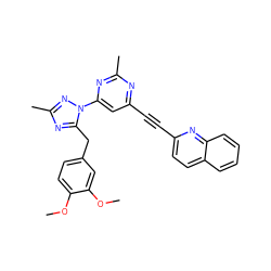 COc1ccc(Cc2nc(C)nn2-c2cc(C#Cc3ccc4ccccc4n3)nc(C)n2)cc1OC ZINC000205304529