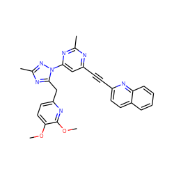 COc1ccc(Cc2nc(C)nn2-c2cc(C#Cc3ccc4ccccc4n3)nc(C)n2)nc1OC ZINC000141636517