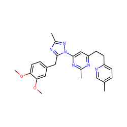 COc1ccc(Cc2nc(C)nn2-c2cc(CCc3ccc(C)cn3)nc(C)n2)cc1OC ZINC000205307010