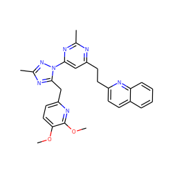 COc1ccc(Cc2nc(C)nn2-c2cc(CCc3ccc4ccccc4n3)nc(C)n2)nc1OC ZINC000205307058