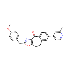 COc1ccc(Cc2nc3c(o2)CCc2cc(-c4ccnc(C)c4)ccc2C3=O)cc1 ZINC000653709025