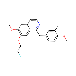 COc1ccc(Cc2nccc3cc(OC)c(OCCF)cc23)cc1C ZINC000072105056